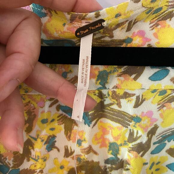 NWT Free People Women's size 4 Small Yellow Lilly Combo Floral Mini Dress Fairy - Picture 3 of 12
